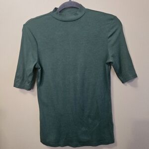 A New Day Women's Size S Half Sleeve Moch Turtleneck Tee Green Shirt